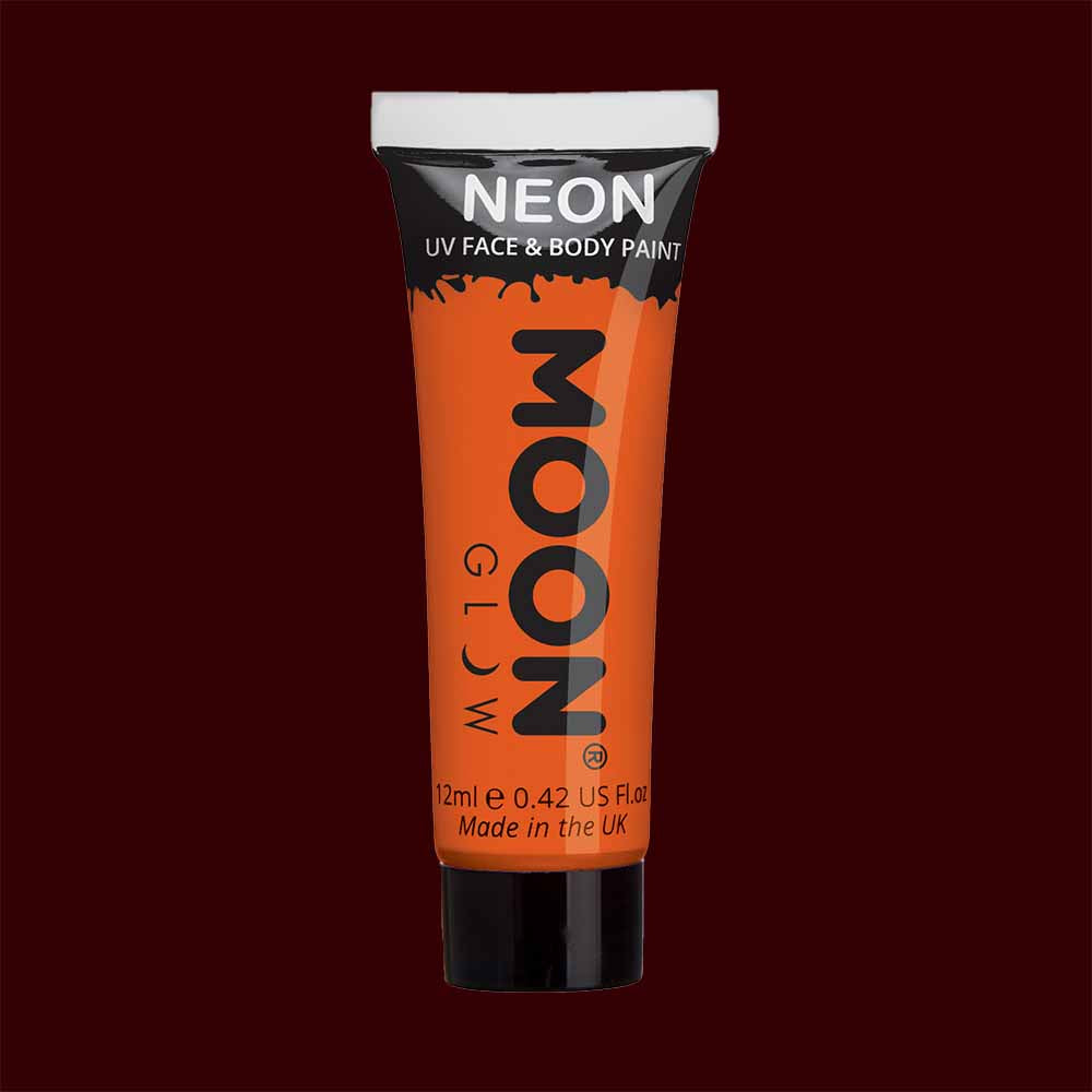 Orange neon UV black light liquid makeup