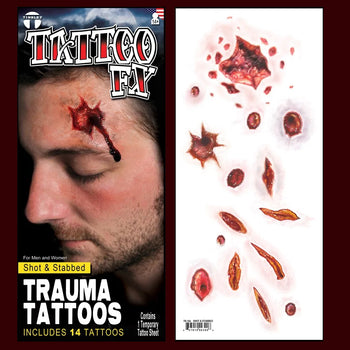Shot and Stabbed tattoo wound sheet