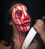 bloody clown, sewn face prosthetic, horror mask