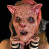 Hairless cat face makeup done with foam latex prosthetic mask