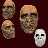 mummy zombie prosthetic with makeup from several angles and shown raw and unpainted 