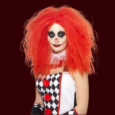 Crimped Clown Wig, red