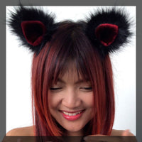 Black & Red Cat clip-on ears