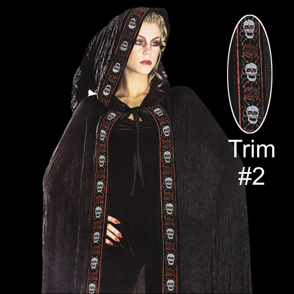 Sheer crinkle cape with skulls and roses