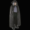 Distressed suede look black hooded cape