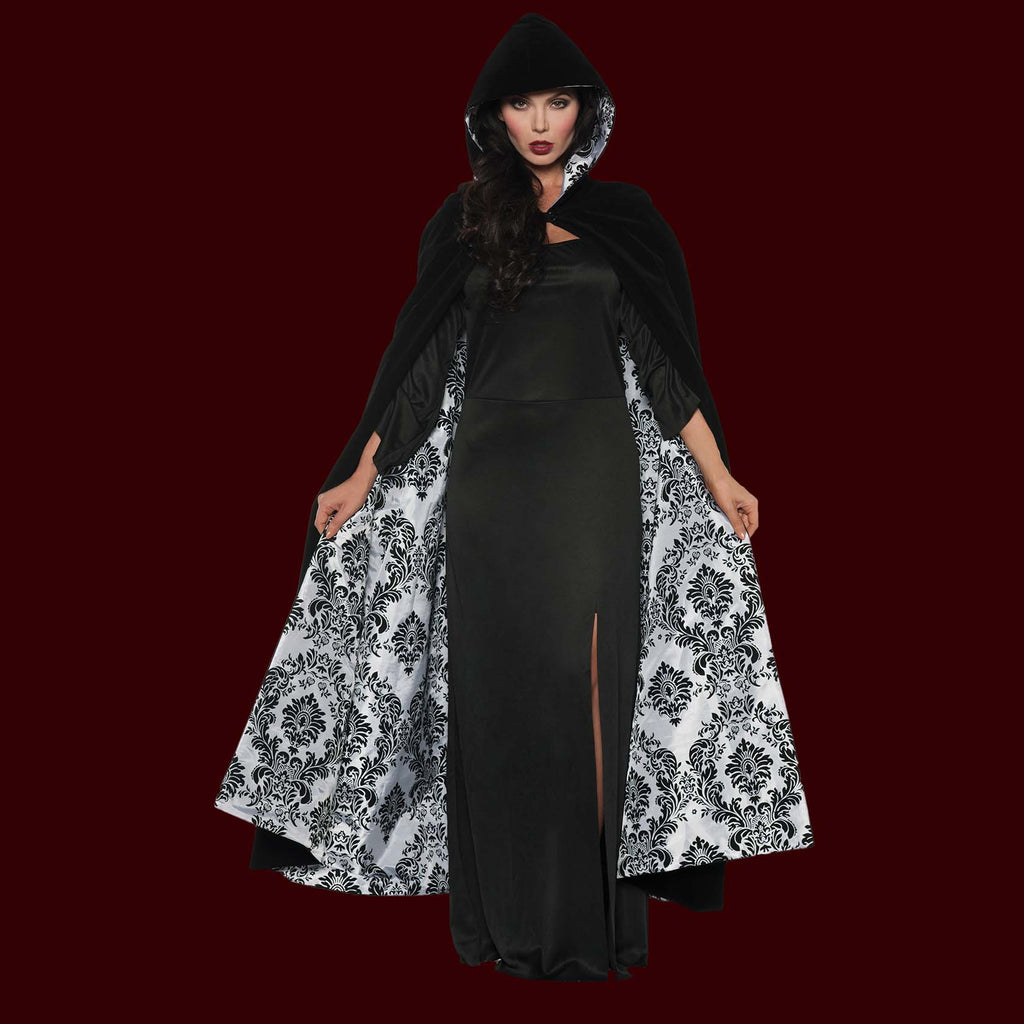 Velvet & Satin Flocked Cape White Lining