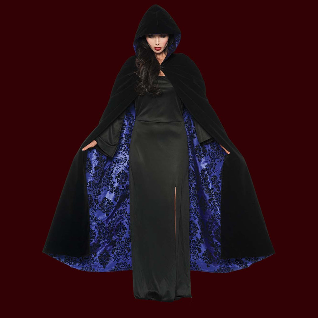 Velvet & Satin Flocked Cape Purple Lining