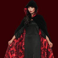 Velvet & Satin Flocked Cape Red Lining