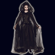 Black tulle hooded cape