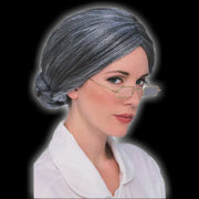 Old woman grey bun wig