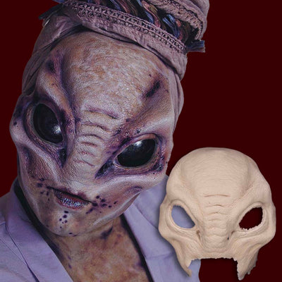 Grey alien FX makeup prosthetic