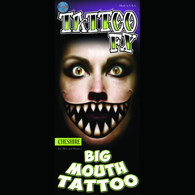 big mouth pointed teeth temporary tattoo