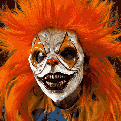 Rip off clown face two layer prosthetic mask