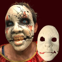 Cracked doll face prosthetic costume mask