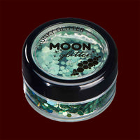 Green holographic chunky glitter makeup