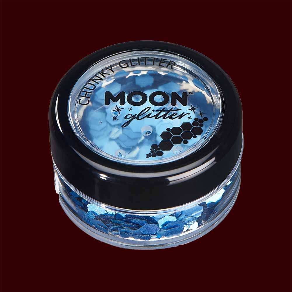 Blue holographic chunky glitter makeup