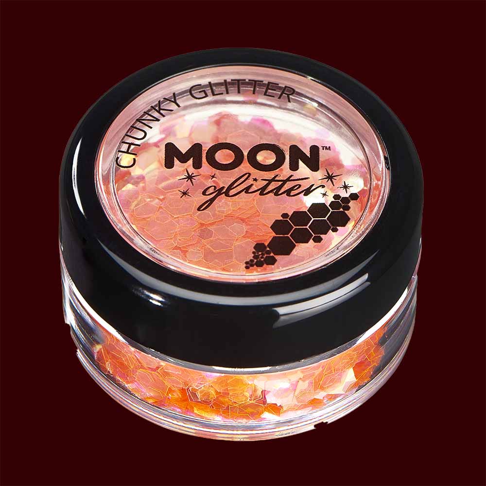Orange iridescent chunky face and body glitter