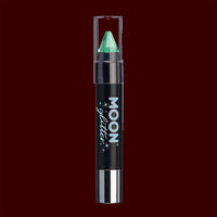 Green iridescent glitter face and body makeup crayons