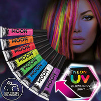 Neon black light hair streak makeup