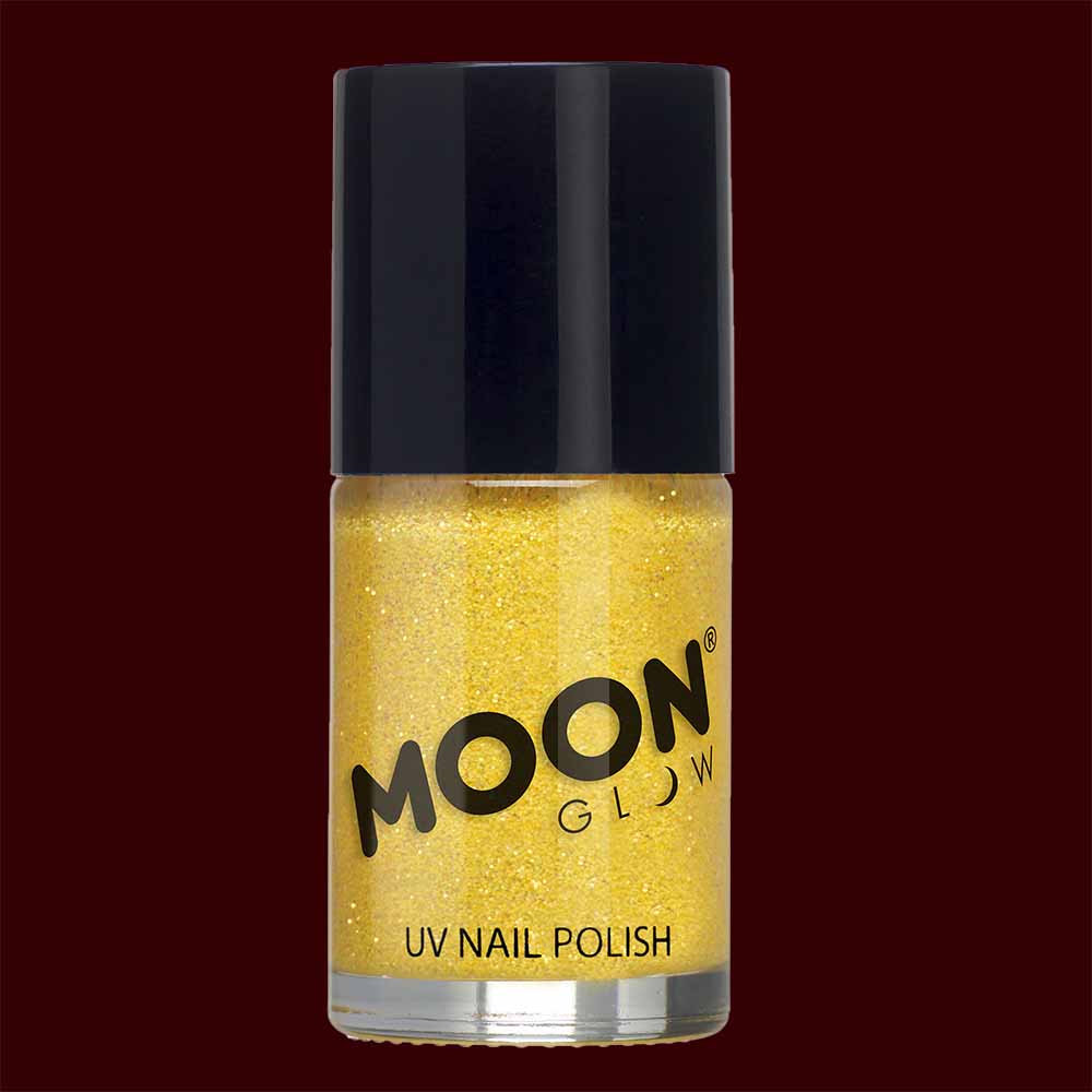 Golden yellow Neon UV glitter nail polish