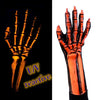 Orange uv blacklight skeleton gloves
