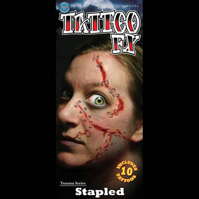 Staple suture makeup effects temporary tattoo